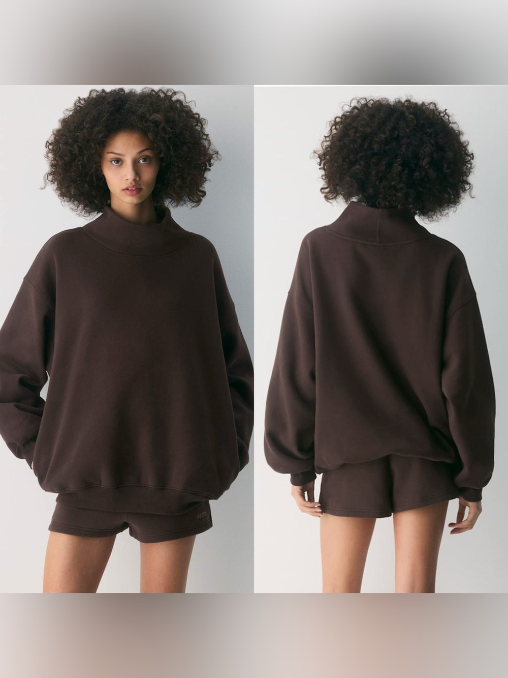 Aritzia Cozy Sweatfleece Mega Funnel Neck Sweatshirt Brown Women’s - XSmall